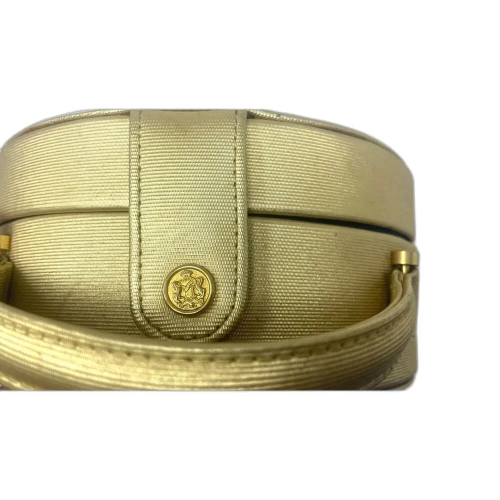 VINTAGE GIORGIO BEVERLY HILLS GOLD ROUND CLUTCH PURSE WITH SNAP CLOSURE